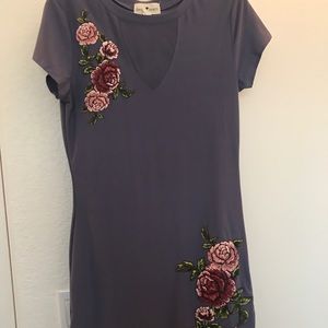 Periwinkle dress with floral embroidery